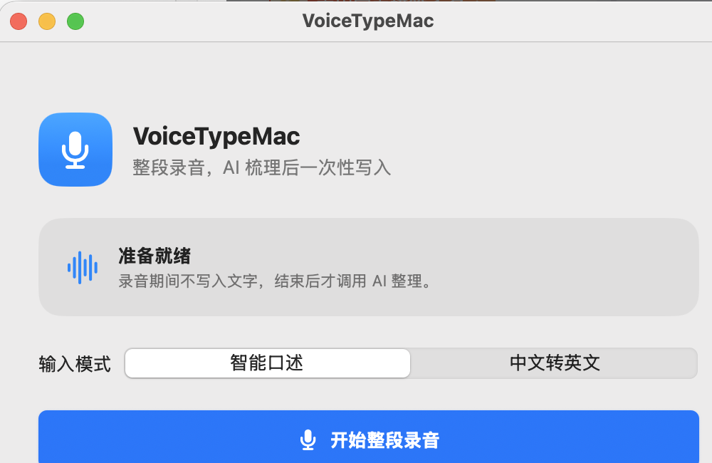Voice Type 桌面应用界面